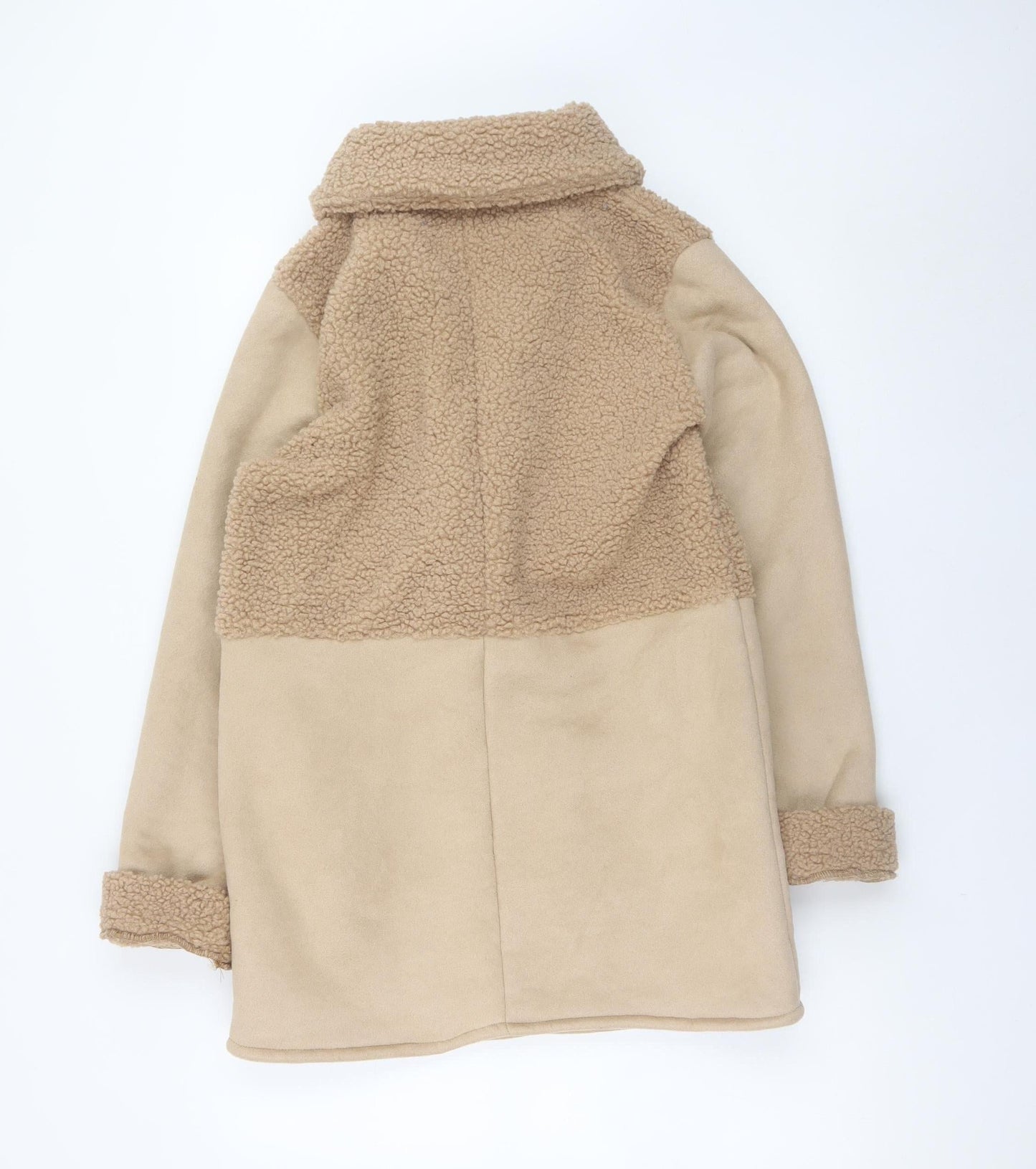 Womens UK Size 10 PRETTYLITTLETHING Beige Teddy Coat