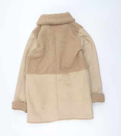 Womens UK Size 10 PRETTYLITTLETHING Beige Teddy Coat