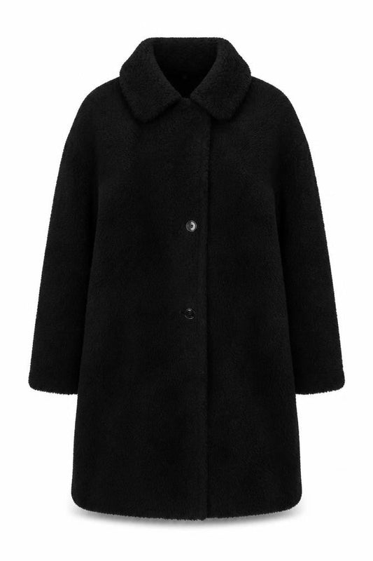 Uniqlo Women's Black XXL Faux Fur Coat Long Lined Winter Warm Outerwear