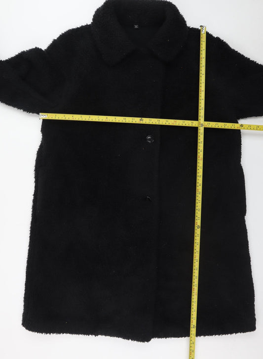 Uniqlo Women's Black XXL Faux Fur Coat Long Lined Winter Warm Outerwear