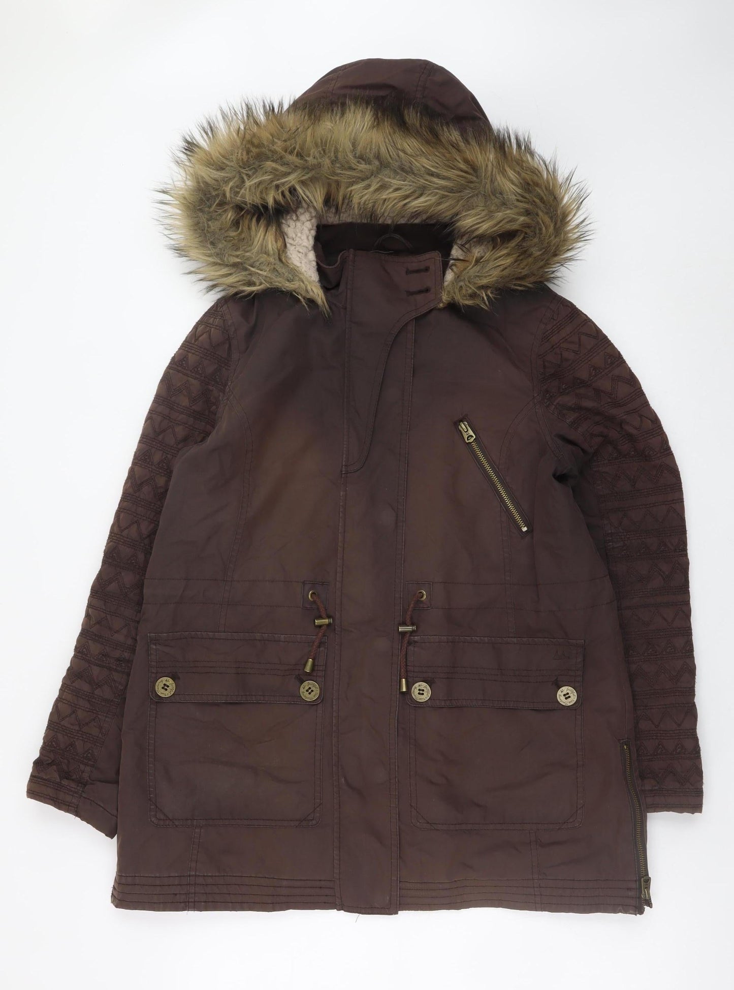 Womens UK Size 12 Mantaray Brown Parka Coat