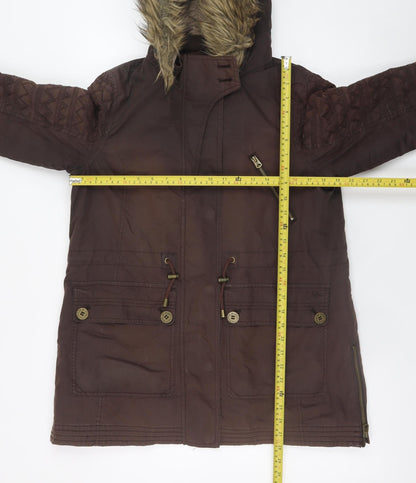 Womens UK Size 12 Mantaray Brown Parka Coat