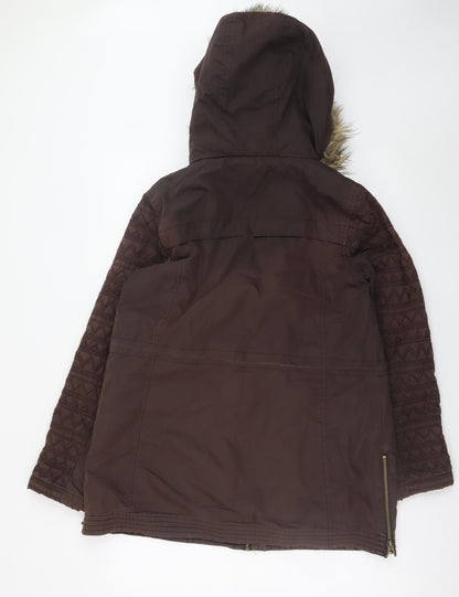 Womens UK Size 12 Mantaray Brown Parka Coat