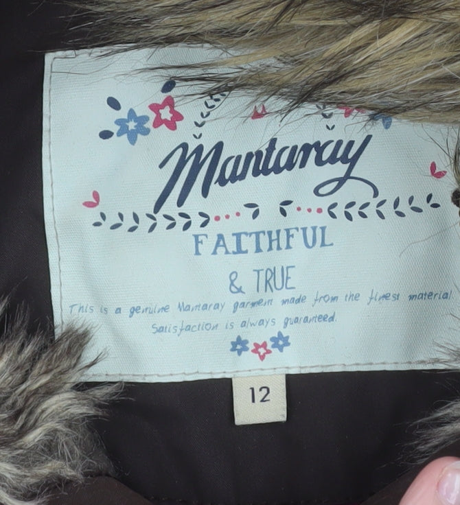 Womens UK Size 12 Mantaray Brown Parka Coat