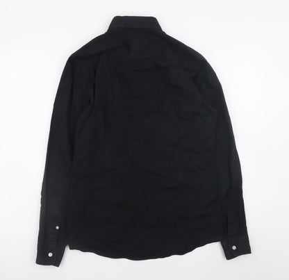 ONLY & SONS Men's Black Regular Fit Long Sleeve Band Collar Button-Up Shirt M