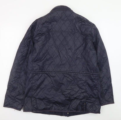 Grey Hawk Men's Blue Quilted Cotton Jacket L Regular Fit Mid-Length