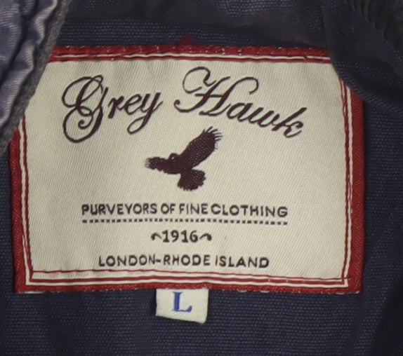 Grey Hawk Men's Blue Quilted Cotton Jacket L Regular Fit Mid-Length