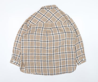 New Look Beige Check Flannel Button-Up Shirt Size 14 Unisex