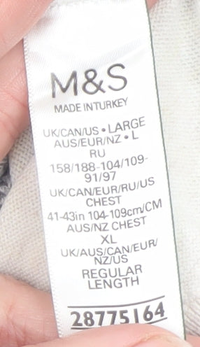 Mens UK Size L Marks and Spencer Grey 1/2 Zip Jumper