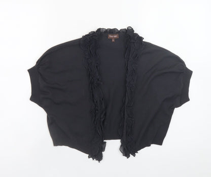 Phase Eight Women's Black Wool Ruffle Cropped Cardigan Size 12