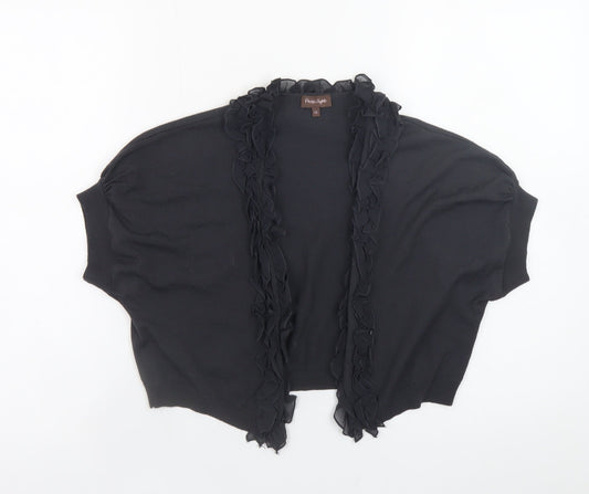 Phase Eight Women's Black Wool Ruffle Cropped Cardigan Size 12