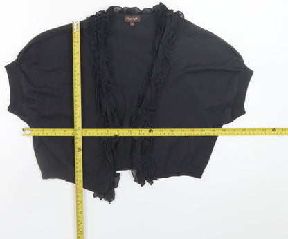 Phase Eight Women's Black Wool Ruffle Cropped Cardigan Size 12