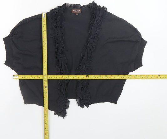 Phase Eight Women's Black Wool Ruffle Cropped Cardigan Size 12