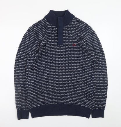 Mens UK Size M Crew Clothing Company Blue Henley Jumper