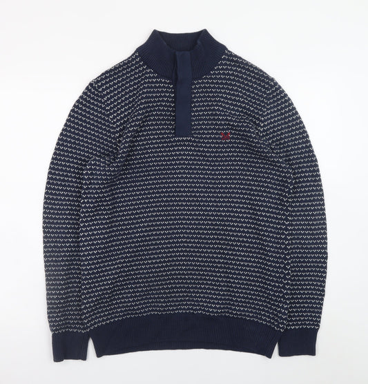 Mens UK Size M Crew Clothing Company Blue Henley Jumper