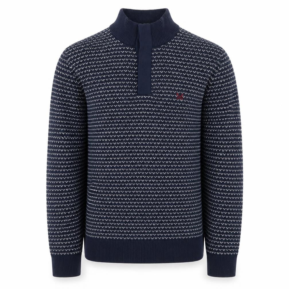 Mens UK Size M Crew Clothing Company Blue Henley Jumper