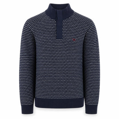 Mens UK Size M Crew Clothing Company Blue Henley Jumper