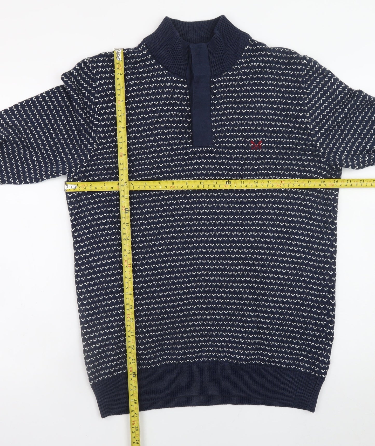 Mens UK Size M Crew Clothing Company Blue Henley Jumper