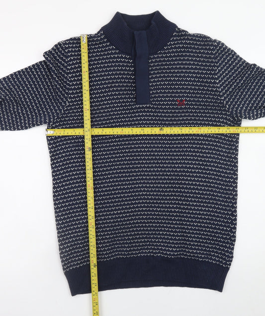 Mens UK Size M Crew Clothing Company Blue Henley Jumper