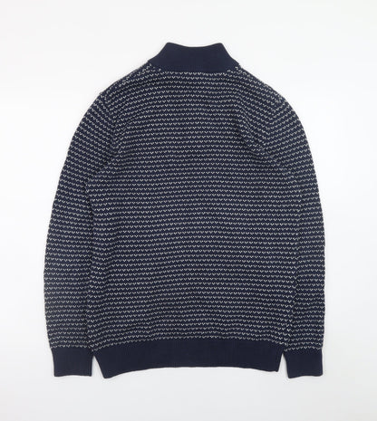 Mens UK Size M Crew Clothing Company Blue Henley Jumper