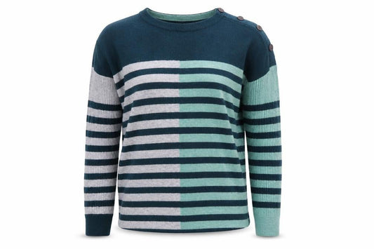 White Stuff Women's Multicoloured Striped Long Sleeve Jumper UK 10