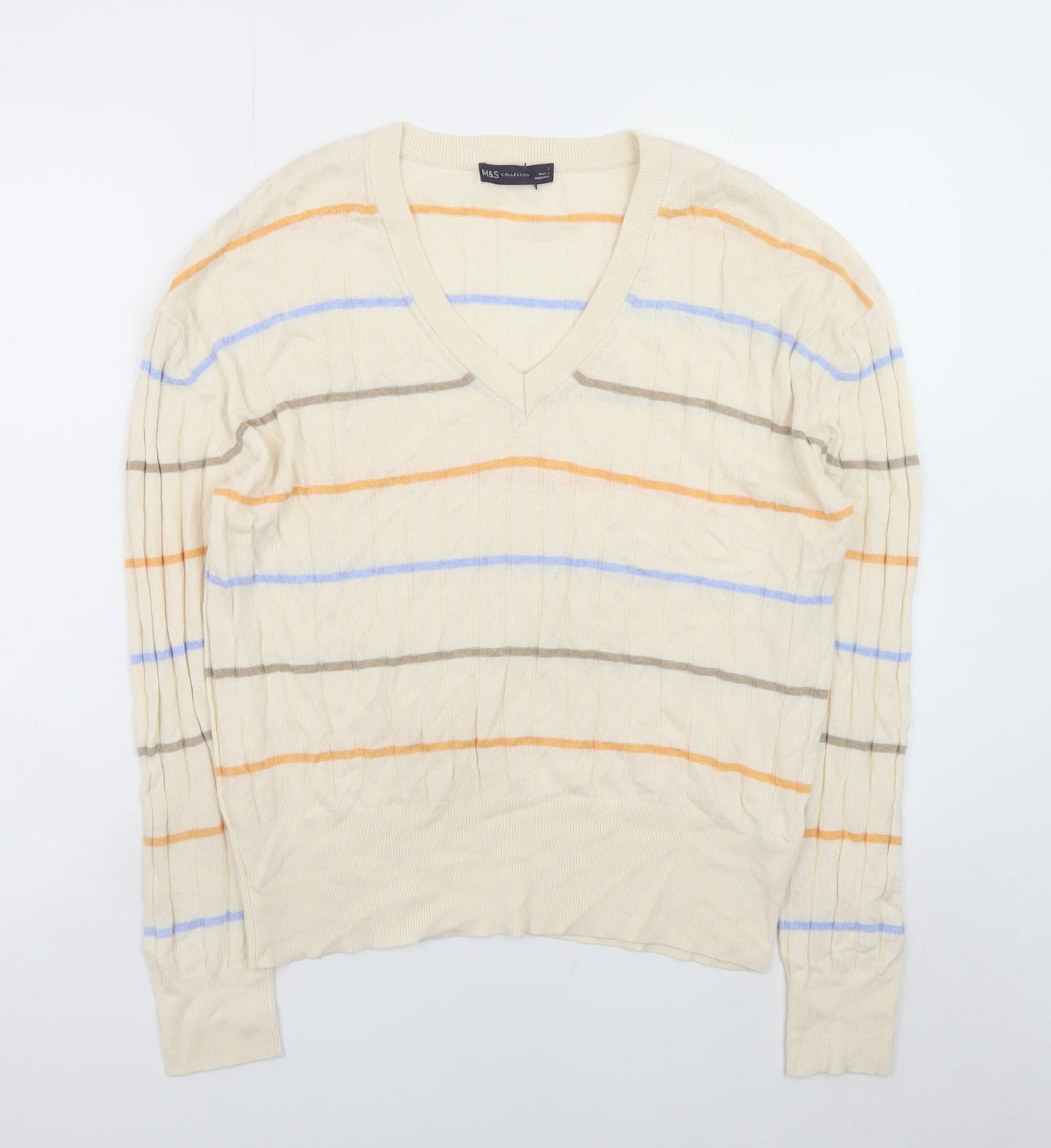 Womens UK Size L Marks and Spencer Beige Pullover Jumper