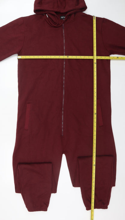 MAN Burgundy Hooded One Piece Men's 2XL Zip Nightwear