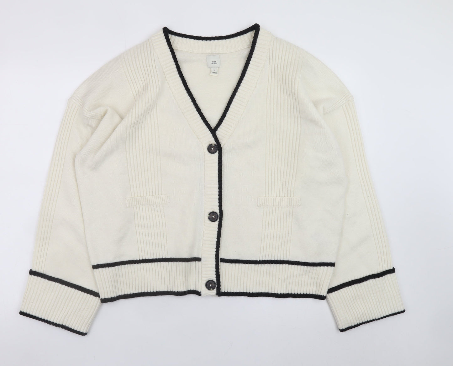 Womens UK Size L River Island Ivory Cardigan Jumper