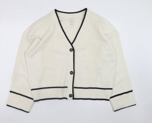 Womens UK Size L River Island Ivory Cardigan Jumper