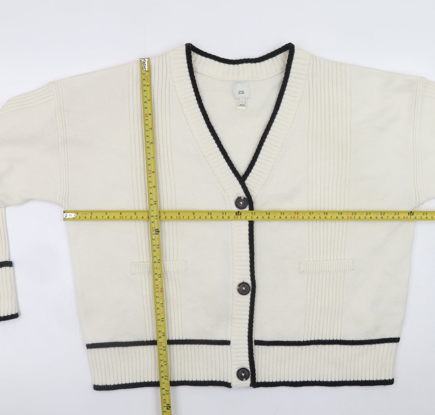 Womens UK Size L River Island Ivory Cardigan Jumper