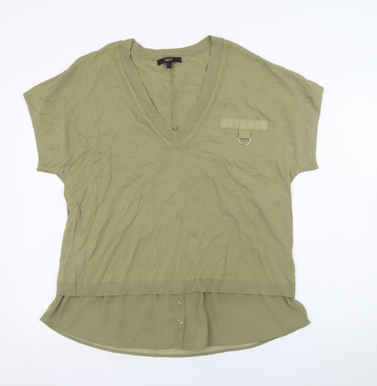 Womens UK Size L NEXT Green Tunic Blouse