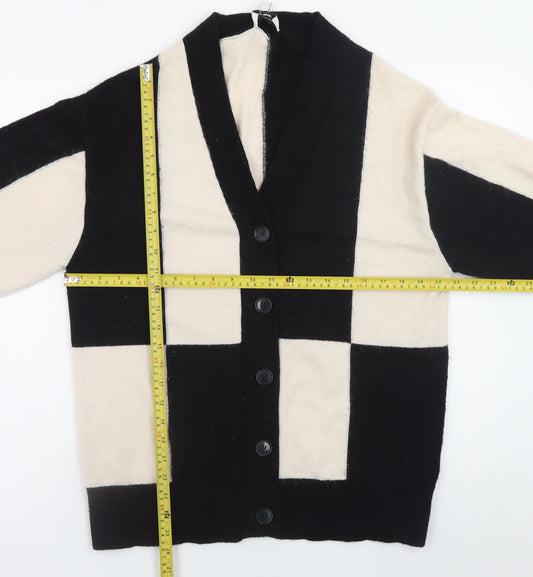 & Other Stories Women’s Black Ivory Geometric Knit Cardigan M