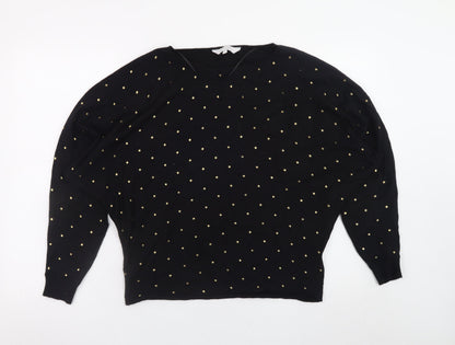 Principles Women Black Gold Studded Batwing Jumper Size 16
