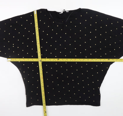 Principles Women Black Gold Studded Batwing Jumper Size 16