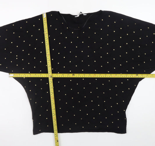 Principles Women Black Gold Studded Batwing Jumper Size 16