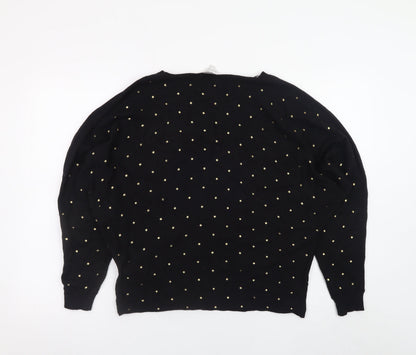 Principles Women Black Gold Studded Batwing Jumper Size 16