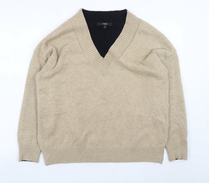 Next Women’s Beige V-Neck Pullover Jumper Size 14