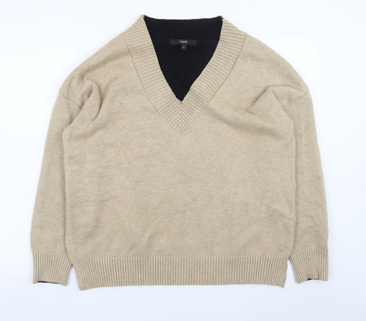 Next Women’s Beige V-Neck Pullover Jumper Size 14