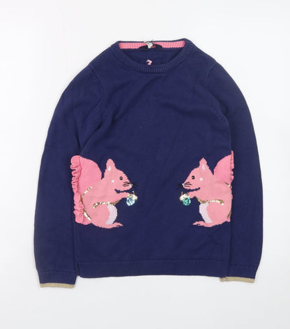 Girls UK Size 9-10 Years Joules Blue Pullover Jumper
