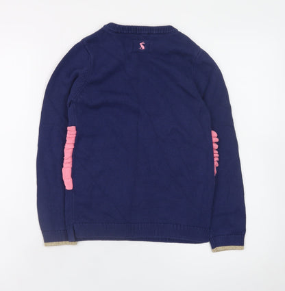 Girls UK Size 9-10 Years Joules Blue Pullover Jumper
