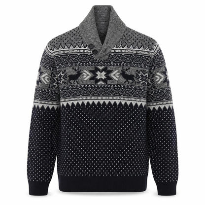 Next Men’s Grey Fair Isle Shawl Collar Jumper Medium