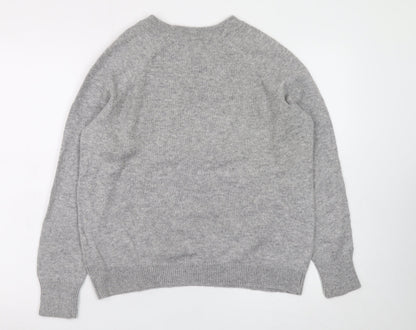 H&M Women’s Grey Elfie Selfie Sequin Christmas Jumper Size 12