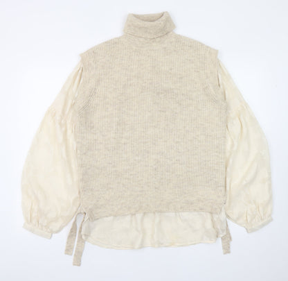 Womens UK Size M NEXT Beige Pullover Jumper