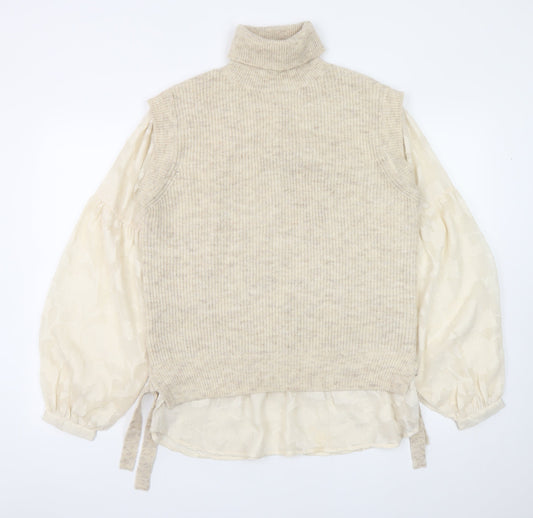 Womens UK Size M NEXT Beige Pullover Jumper