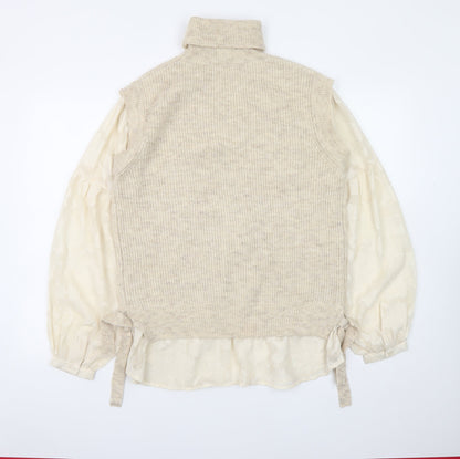 Womens UK Size M NEXT Beige Pullover Jumper
