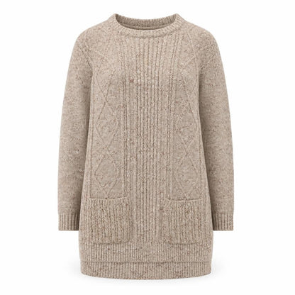 FatFace Women Beige Knit Jumper Dress Size 8 Long Sleeve Casual Wool Blend