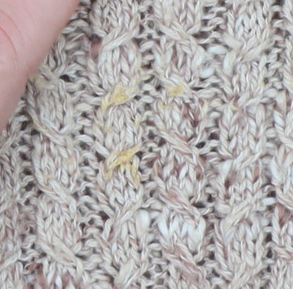Fat Face Women Beige Knit Jumper Dress Size 8 Long Sleeve Casual Wool Blend