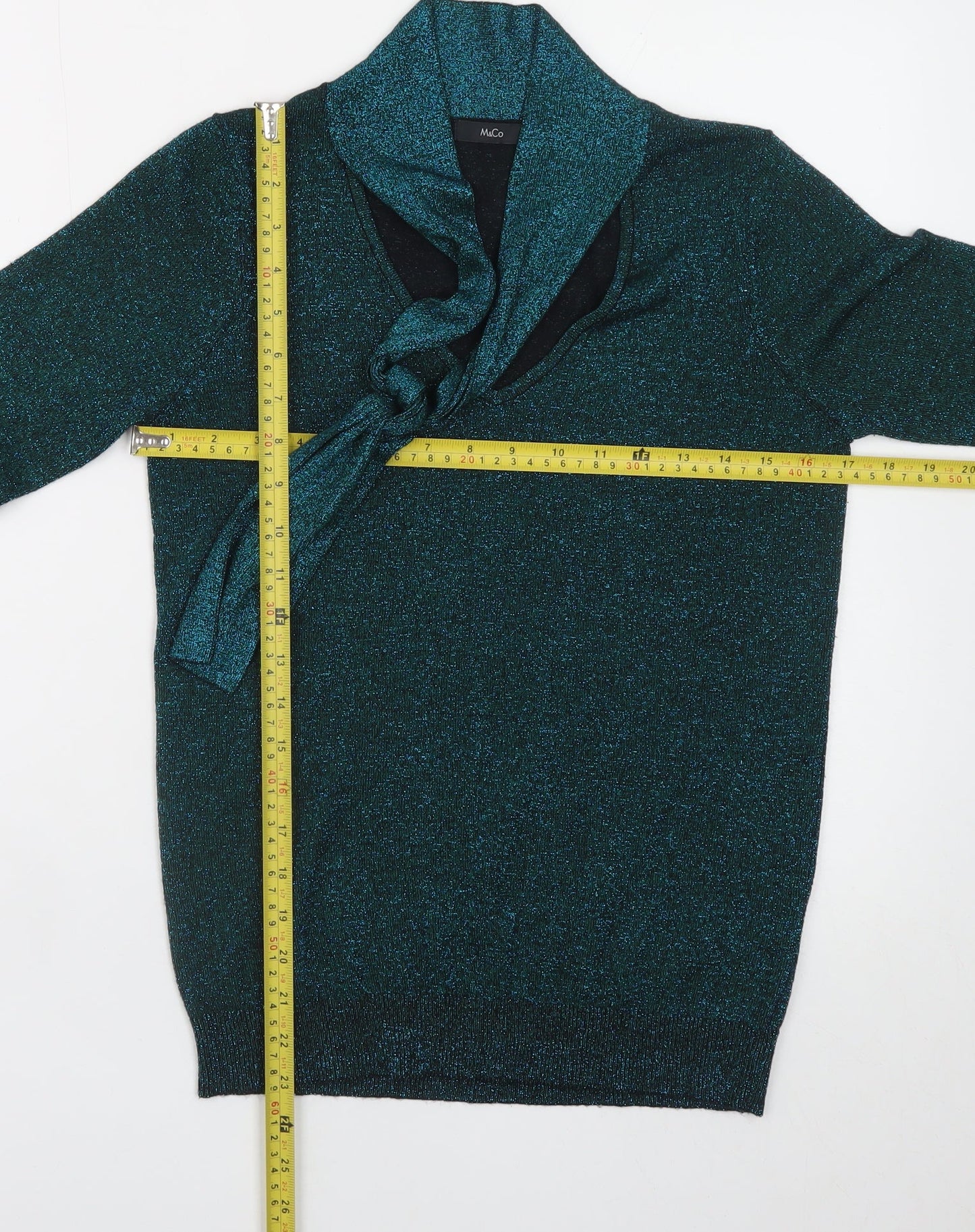 Womens UK Size 10 M&Co Green Pullover Jumper