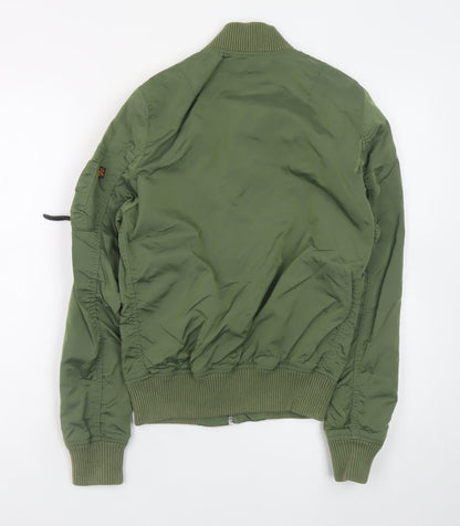 Mens UK Size S Alpha Industries Green Bomber Jacket
