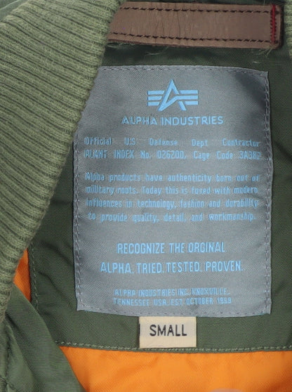 Mens UK Size S Alpha Industries Green Bomber Jacket